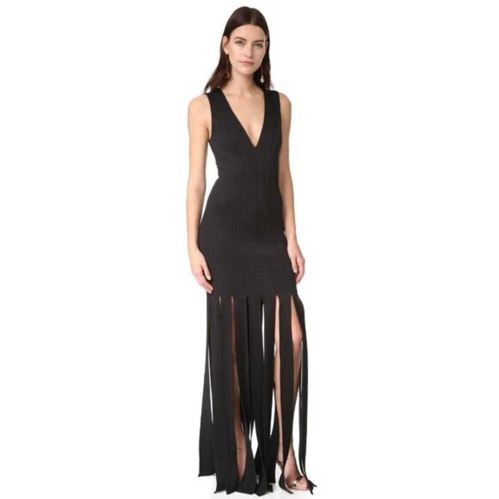 Zac Posen Melody Sleeveless Ponte Column Slits Gown Black Sz 6 NWT $690